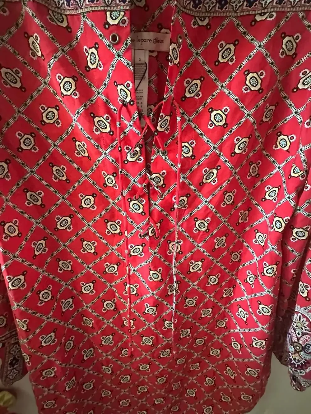 Nanette Lepore Red Batik Swim Cover Up